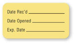 "Date Rec'd/Date Opened/Exp. Date" Quality Control Labels - LR138 -  - MDL-UALLR138