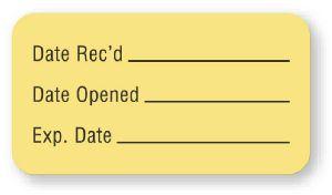 "Date Rec'd/Date Opened/Exp. Date" Quality Control Labels - LR138 -  - MDL-UALLR138