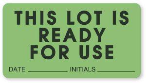 "This Lot is Ready for Use" Quality Control Labels - LR143 - 1 Each - MDL-UALLR143