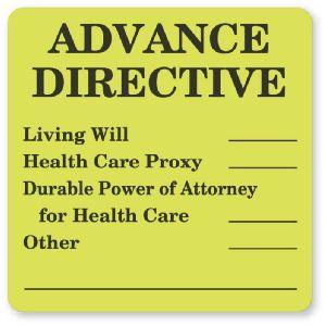 "Advance Directive" Labels - MR432 - 1 Each - MDL-UALMR432
