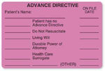 "Advance Directive" Labels - MR433 - 1 Each - MDL-UALMR433