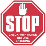Stop Sign Infection Control Labels - PC452 - 50 Each - MDL-UALPC452