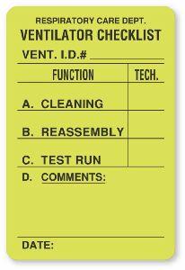 Ventilator Labels - RT300 - 1 Each - MDL-UALRT300
