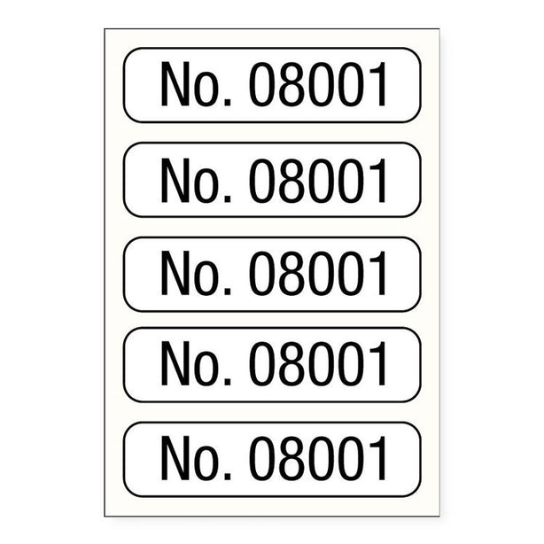 United Ad Consecutive Numbers Labels, 5 of Each Number, White, 1" x 1/4" - ULCN176 - 1 Each