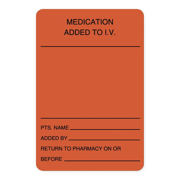 "IV Medication Added" Labels - ULHH502 - 1 Each - MDL-UALULHH502