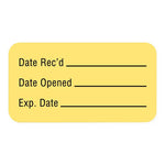 "Date Rec'd/Date Opened/Exp. Date" Quality Control Labels - ULLR238 - 1 Each - MDL-UALULLR238