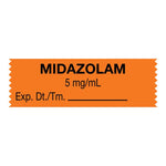 United Ad Drug and Midazolam Label Tape, 5 mg / mL, Expiration Date / Time, Orange, 1-1/2" x 1/2", Removable, 500"/Roll - UALULTJ1506