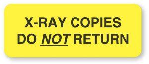 United Ad Label Company "X-Ray Copies - Do Dot Return" Radiology Information Labels XX207 - 1.0 Each