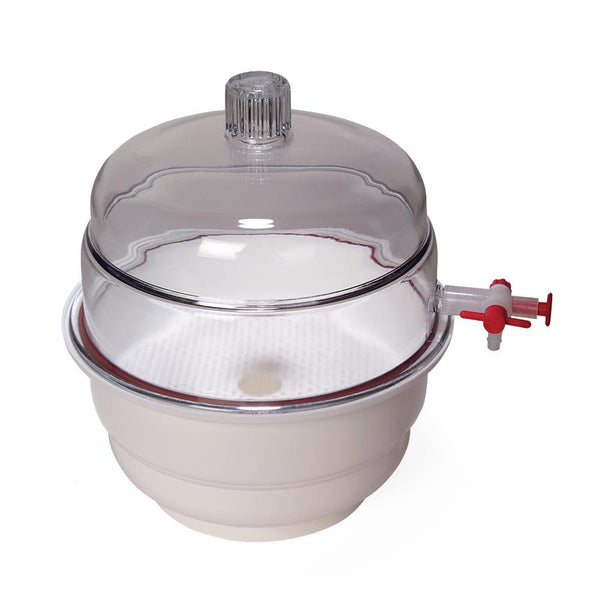 United Scientific PP PC Vacuum Desiccator, White Base, Polypropylene / Polycarbonate, 12" - 55207 - 1 Each