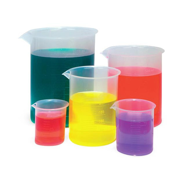 United Scientific Plastic Beaker, Polypropylene, Set of 5, 50mL, 100mL, 250mL, 500mL and 1000mL - BPSET5 - 1 Each
