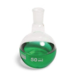 United Scientific Flat- and Round-Bottom Flat-Bottom Boiling Flask with Ground Glass Joint, 50 mL - FFB058-50 - 6 Each