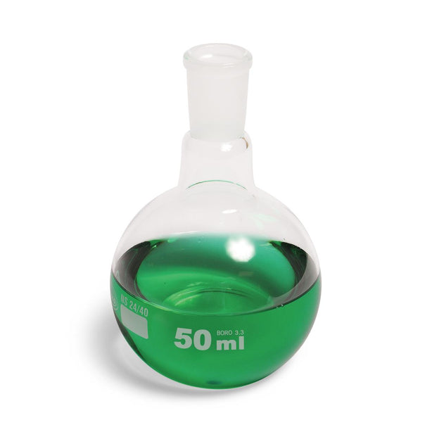 United Scientific Flat- and Round-Bottom Flat-Bottom Boiling Flask with Ground Glass Joint, 50 mL - FFB058-50 - 6 Each