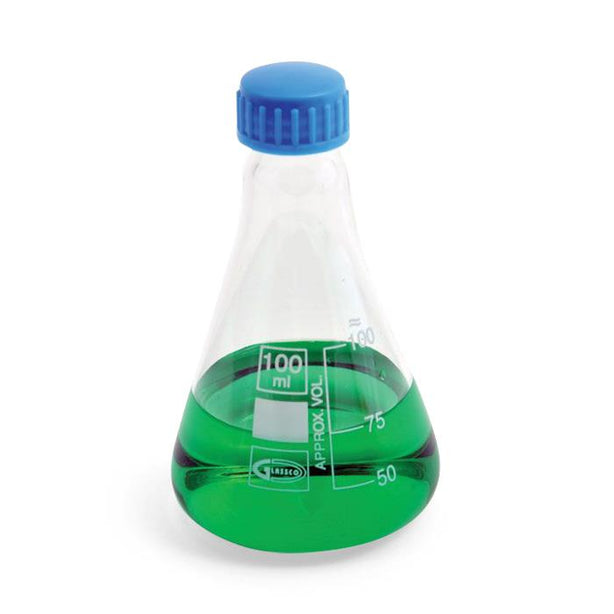 UNITED SCIENTIFIC Erlenmeyer Flask with Screw Cap, Borosilicate Glass, 500 mL - FG5021-500 - 6 Each