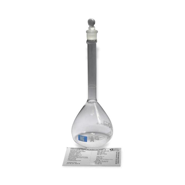 United Scientific with Volumetric Flask, Class A, Glass Stopper, Batch Certified, QR Code, 100 mL - FG5640-100QR - 1 Each