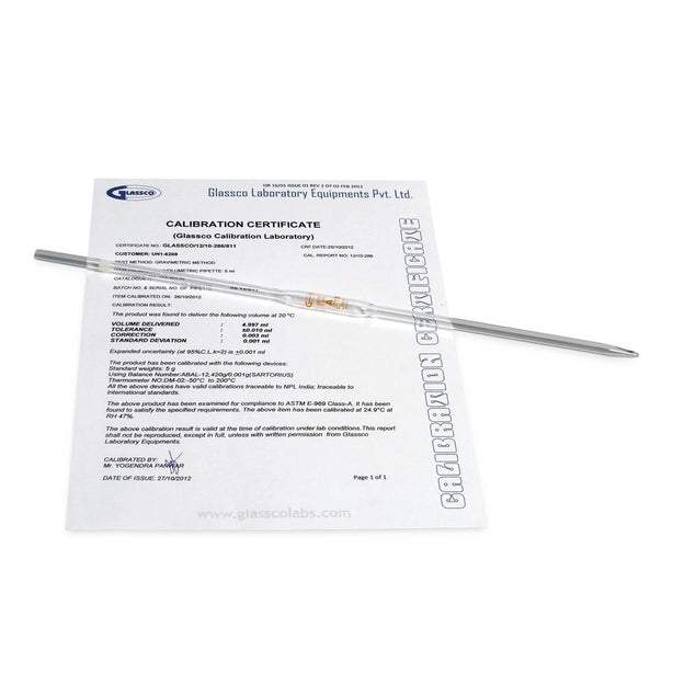United Scientific Supplies, Inc. United Scientific Class A Volumetric Transfer Pipettes PT7100-G - 5.0 Each