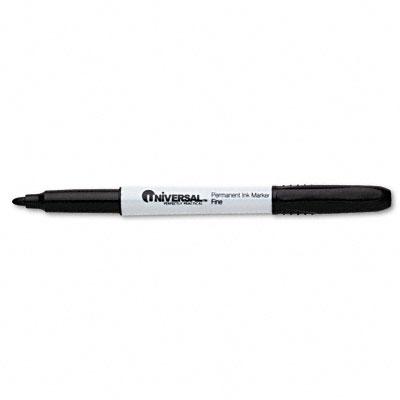 Universal Office Pen-Style Fine-Point Permanent Markers, Black - UNV07071