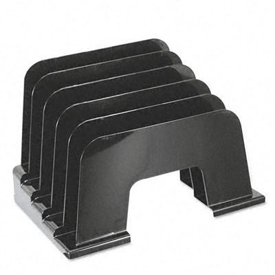 Universal Office Large Black 5-Section Incline Sorter, 13-1/4" x 9" x 9" - UNV08105