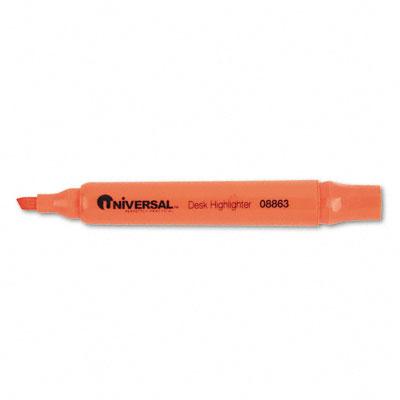 Universal Office Chisel Tip Desk Chisel-Tip Highlighters, Fluorescent Orange - UNV08863