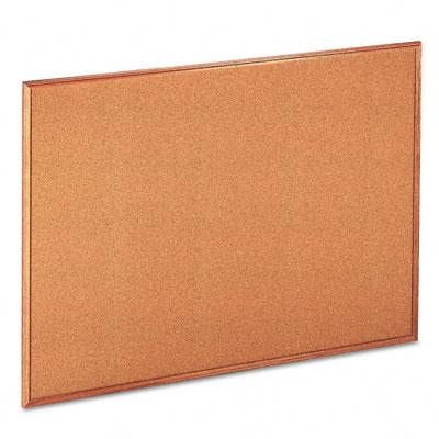 Universal Office Cork Board with Oak Style Frame, Natural, Oak-Finished Frame, 48" x 36" - UNV43604