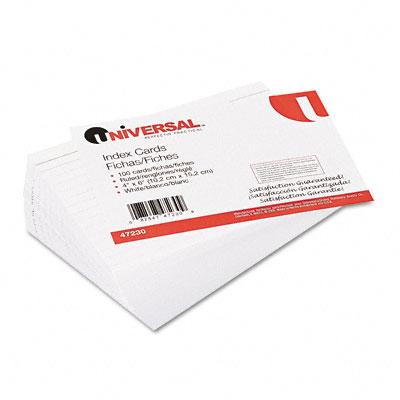 Universal Office Ruled Index Cards, 4" x 6", White - UNV47230