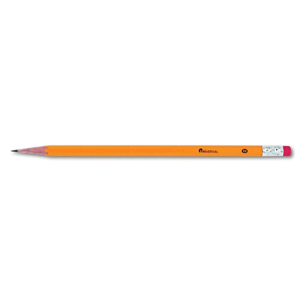 Universal No. 2 Yellow Wood Barrel Pencils, Office Economy Woodcase - UNV55144