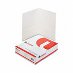 Universal Office Two Pocket Two-Pocket Portfolio, Embossed Leather Grain Paper, White - UNV56604