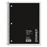 UNIVERSAL OFFICE Wire-Bound Wirebound Notebook, College Rule, Black Cover, 10-1/2" x 8", 70 Pages - 66610 - 1 Each