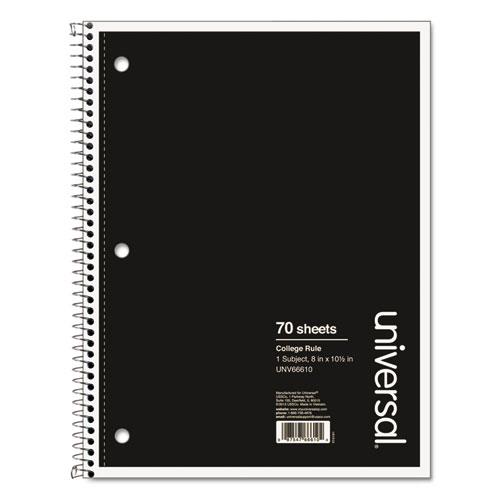 UNIVERSAL OFFICE Wire-Bound Wirebound Notebook, College Rule, Black Cover, 10-1/2" x 8", 70 Pages - 66610 - 1 Each