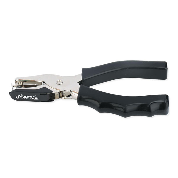 Universal Office Eight-Sheet Handheld 1/4" Hole Punch, Metal with Rubber Grip, Black - 74321 - 1 Each
