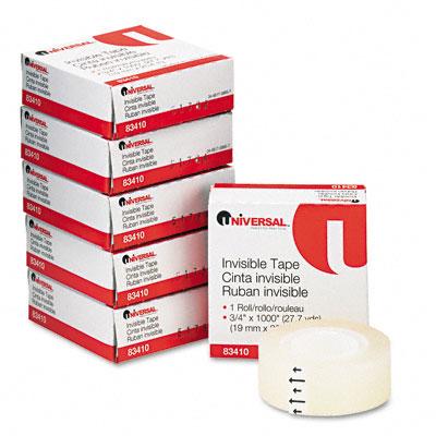 Universal Office Invisible Tape, 3/4" x 1000", 1" Core, Clear - UNV83410