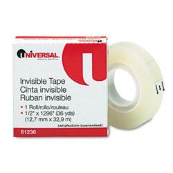 Universal Office Invisible Tape, 3/4" x 1296", 1" Core, Clear - UNV83436VP