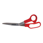 Universal Office Stainless Steel Scissors, 7 3/4" Length, 3" Cut, Bent Handle, Red - UNV92019 - 3 Each