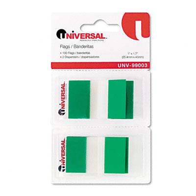 Universal Office Pop-Up Page Flags, 1" x 1-3/4", Green - UNV99003
