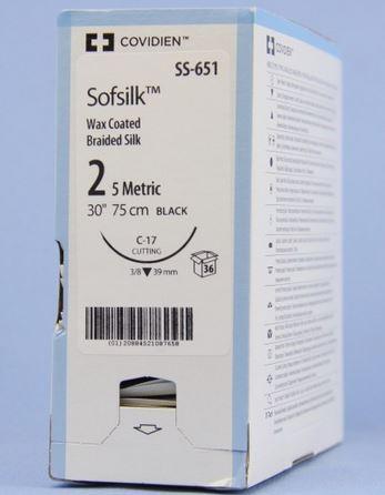 MEDTRONIC USA Black Sofsilk Sutures SS-651 36 Each-MDL-USUSS651