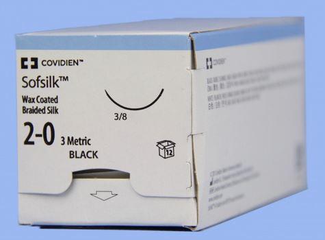 Medtronic Sofsilk Suture, Black, Size 2/0, 18", C-16 Needle, FSL - SS-677 - 36 Each