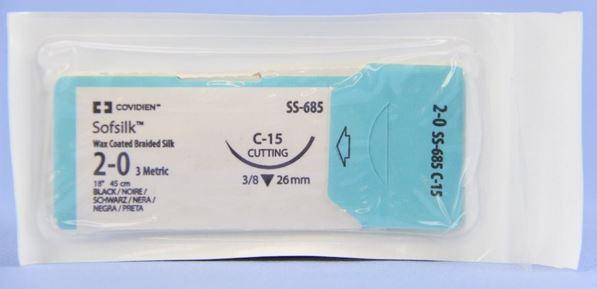MEDTRONIC USA Black Sofsilk Sutures SS-685 36 Each-MDL-USUSS685