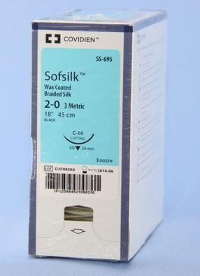 MEDTRONIC USA Black Sofsilk Sutures SS-695 36 Each-MDL-USUSS695