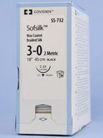 Medtronic Sofsilk Suture, Black, Size 3/0, 18", C-23 Needle - SS-732 - 36 Each