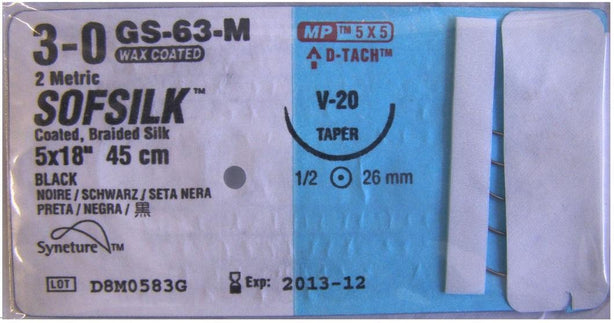 Medtronic SUTURE,SOFSILK,BLACK,6/0,30,CV-11 - VS889 - 36 Each