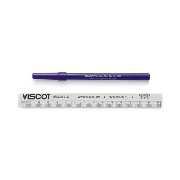 Viscot Medical Traditional Ink Fine-Tip Skin Marker with Ruler, Sterile - 1437SRL9-100 - 100 Each