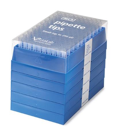 Vistalab Technologies Stacked Rack Nonsterile Tip with Trace Metal, 5 Layers, 250 uL - VLT9025