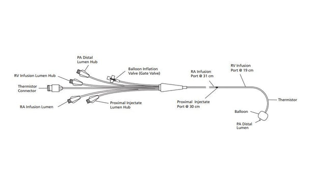 EDWARDS LIFESCIENCES 4-Lumen Swan-Ganz Paceport Catheter, Thermodilution, 7Fr - 131F7P - 5 Each