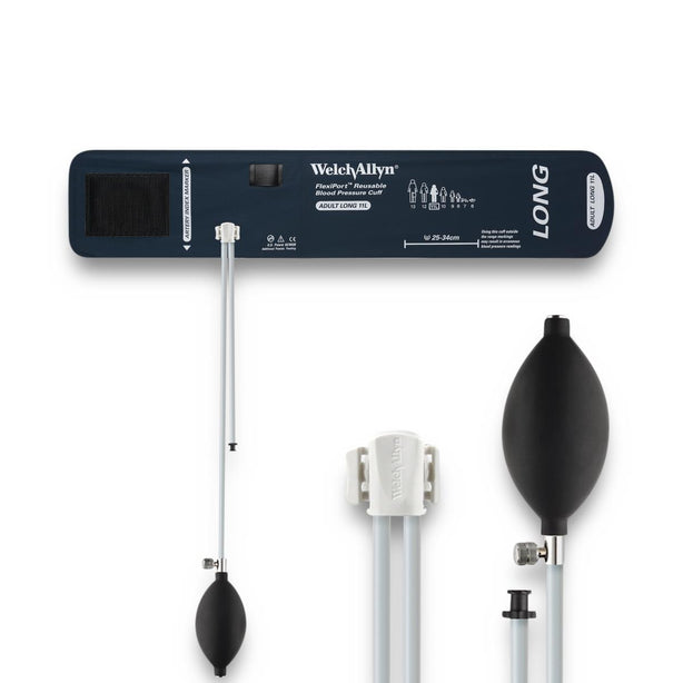 FlexiPort Reusable 2-Tube Blood Pressure Cuff, Bulb and Valve with Clamp, Adult Long, BP - REUSE-11L-2BVC - 1 Each
