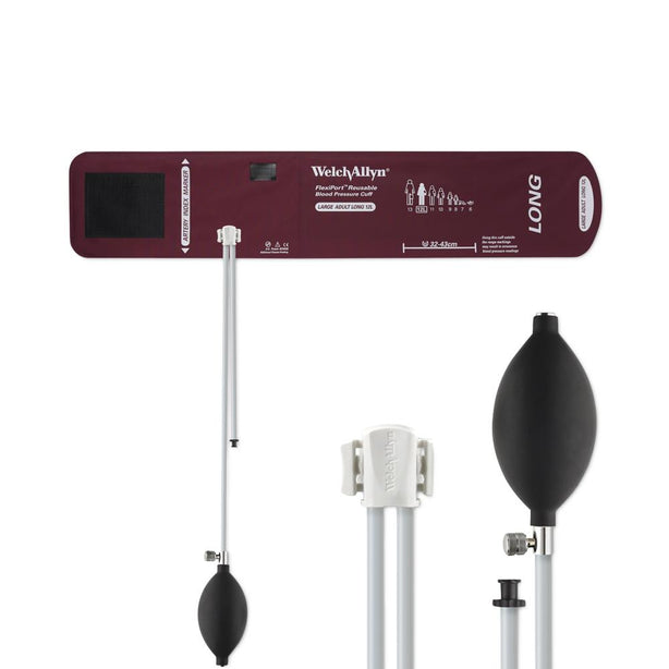FlexiPort Reusable 2-Tube Blood Pressure Cuff, Bulb and Valve with Clamp, Large Adult Long, BP - REUSE-12L-2BVC - 1 Each