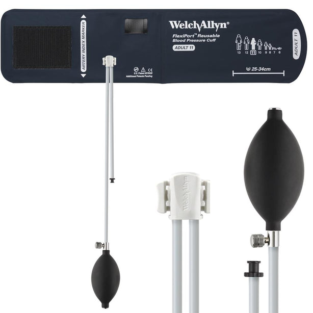 Welch Allyn FlexiPort Reusable 2-Tube BP Cuffs with Bulb and Valve REUSE-11-2BV - 1.0 Each
