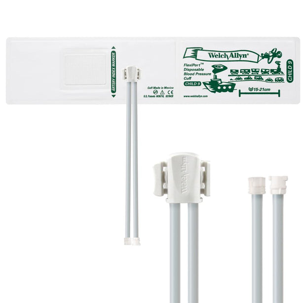 Welch Allyn BP FlexiPort Disposable Soft 2-Tube Blood Pressure Cuff, Mated Locking Connector, Child - SOFT-09-2MF - 20 Each