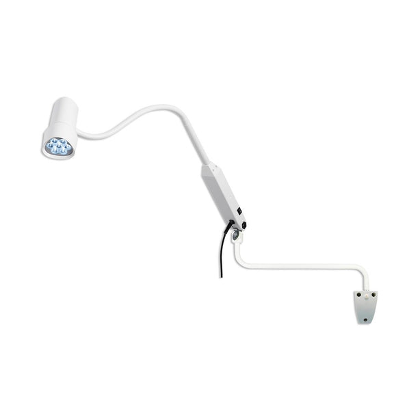 Waldmann Lighting N50 LED Halux N50-3 P SX Medical Exam Light with Gooseneck Arm and Wall Extension Mount - D16044130 - 1 Each