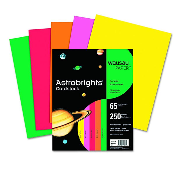 Color Cardstock Paper, 65 lb., 8-1/2" x 11", "Vintage" Assortment, Assorted Colors, Astrobrights Colored Card Stock - 21003 - 250 Each