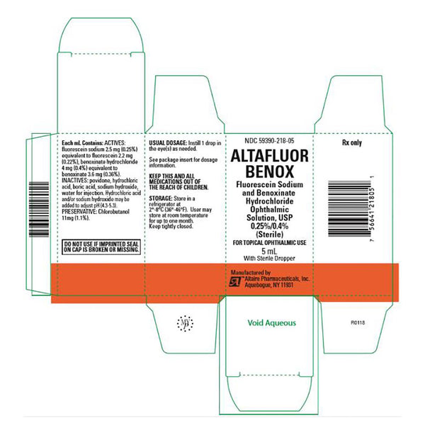 ALTAIRE PHARMACEUTICALS Altafluor Benox Ophthalmic Solution 002-0000705-00 1 Each - MDL-WIO1067294