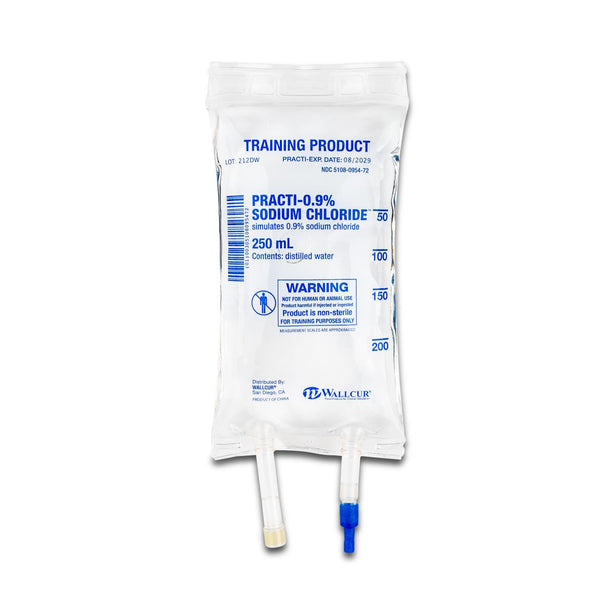 WALLCUR Practi-0.9% Sodium Chloride IV Solution Bag for Clinical Training 212DW 1 Each - MDL-WLL212DW